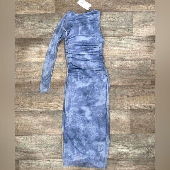 ZARA BLOGGER FAVE!!! Blue Fitted One-Sleeve Midi Dress NWT 💙 - Picture 15 of 16